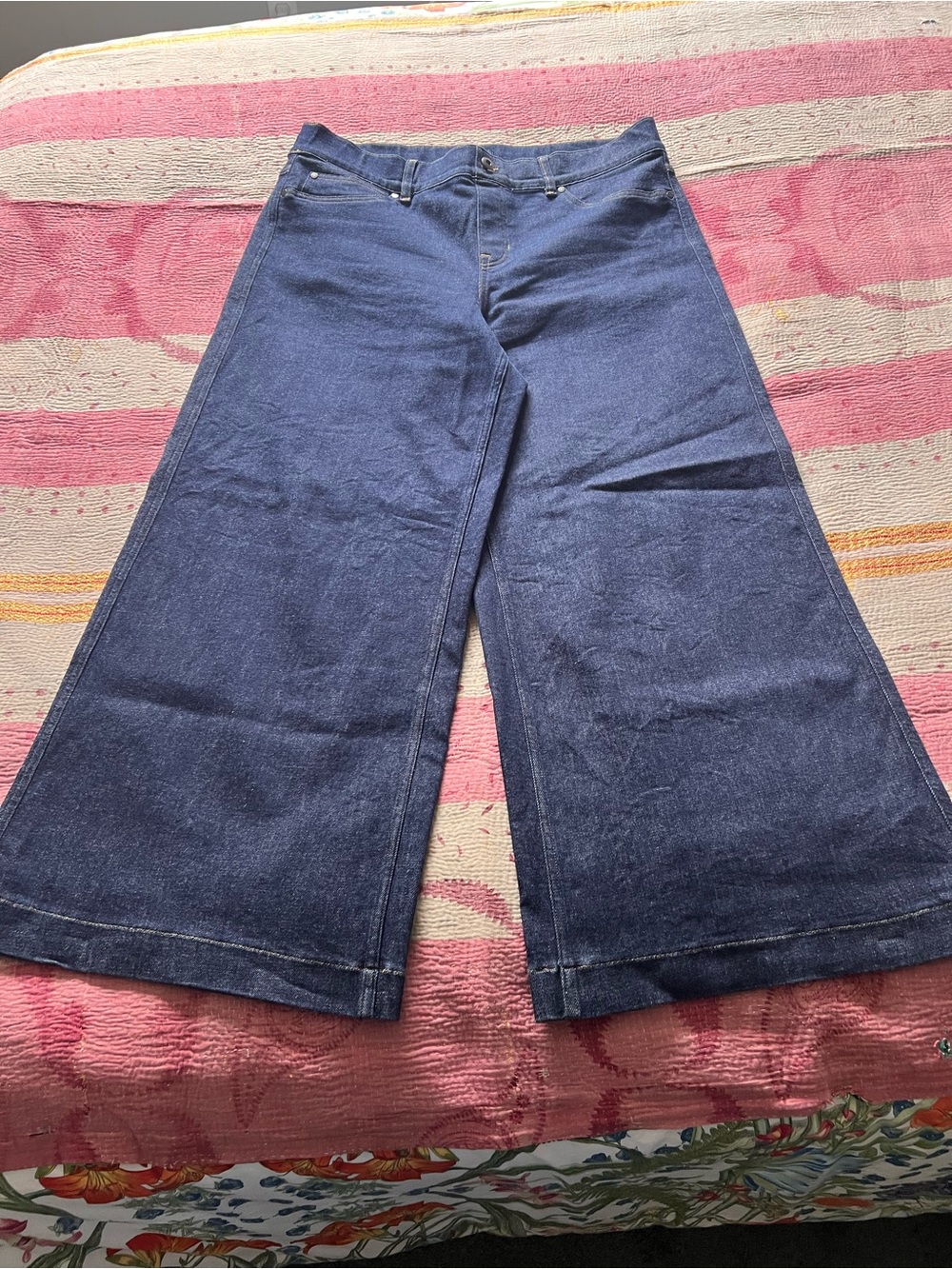 SPANX Wide Leg Dark Blue Denim Jeans